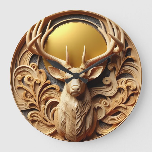 Unique Deer Head  Large Clock (Front)