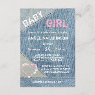 UNIQUE Denim Girls Baby Shower Invitations