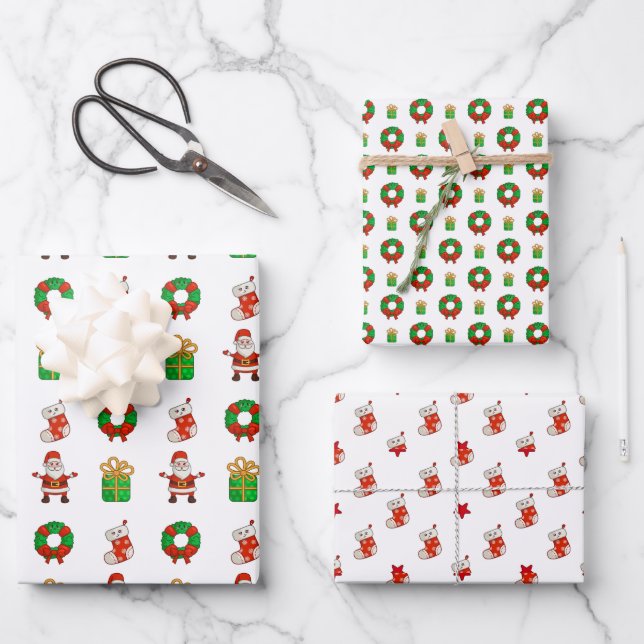Unique Design, Christmas Decorations Santa Gifts Wrapping Paper Sheet (Front)