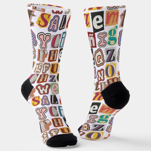 Unique design colourful Graffiti text White Men Socks (Angled)