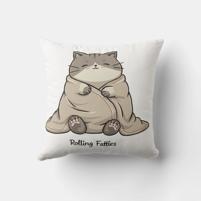 Unique Design: Features a whimsical cat illustrati Cushion (Back)