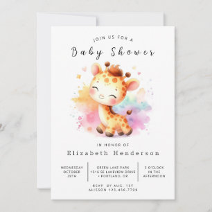 Unique Digital Giraffe Baby Shower Invitation