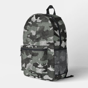 Unique Distressed Black and Grey Camo Pattern  Printed Backpack