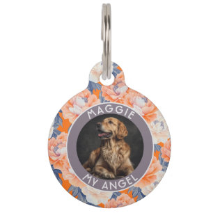 Unique Dog Dad Gift Peonies Pet Tag