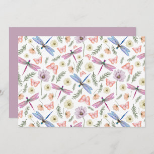 Unique Dragonflies & Butterflies Note Card