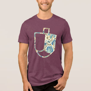 Unique Dreidel Faux Applique Hanukkah  Tri-Blend Shirt