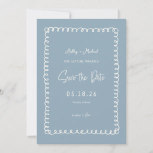 Unique Dusty Blue French Fun Wedding  Save The Date