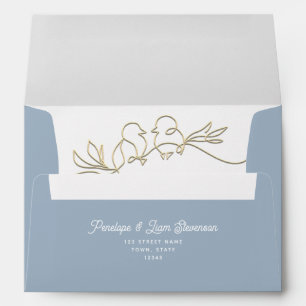 Unique Dusty Blue Wedding Envelope
