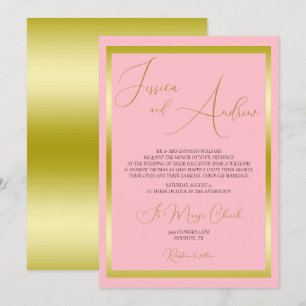 Unique Dusty Pink & Gold Wedding Invitation