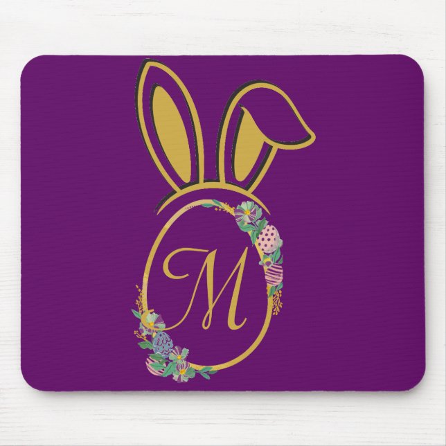 Unique Easter Bunny Monogram Mouse Pad (Front)