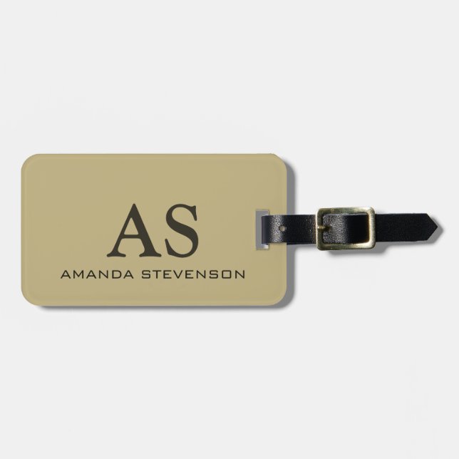 Unique Ecru Beige Colour Monogram Luggage Tag (Front Horizontal)