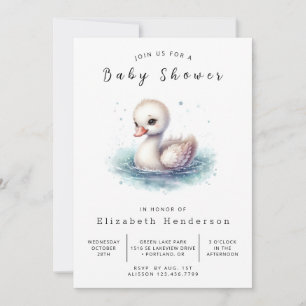 Unique Editable Swan Baby Shower Invitation