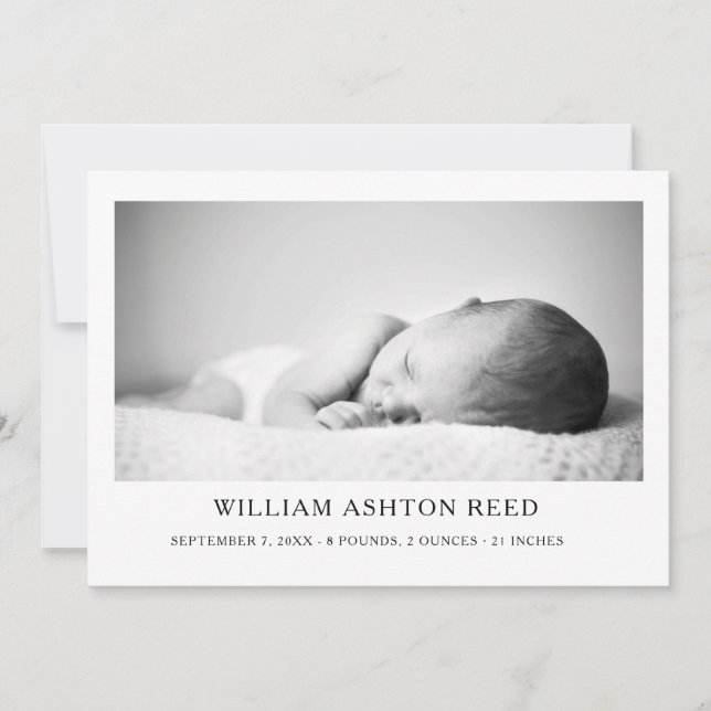 Unique Elegant Baby Boy Photo Collage Birth  Announcement (Front)