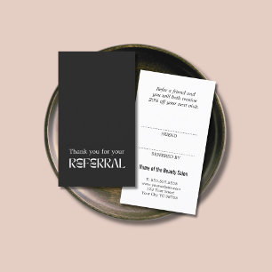 Unique Elegant Black and White Referral Card
