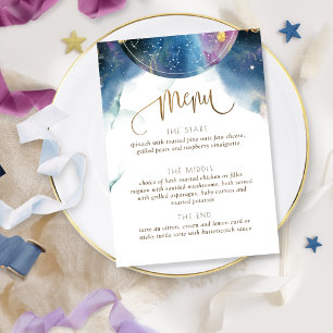 Unique, Elegant Celestial Theme Watercolor Menu