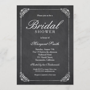 Unique Elegant Chalkboard Creative Bridal Shower Invitation