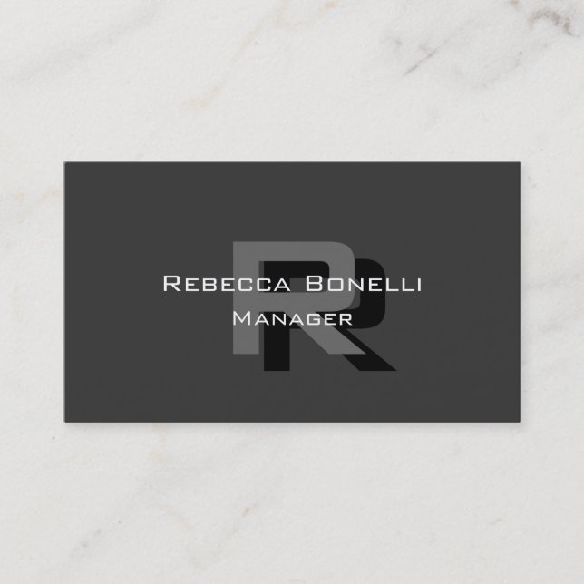 Unique Elegant Grey Monogram Manager Business Card (Front)