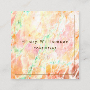 Unique Elegant Marble Stone Orange Teal Pink Square Business Card