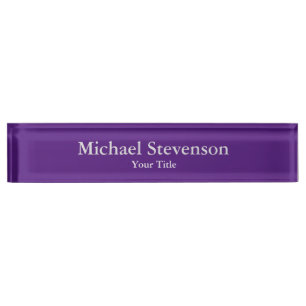 Unique Elegant Modern Royal Purple Minimalist Nameplate
