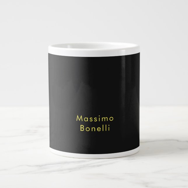 Unique Elegant Plain Black Yellow Special Name Large Coffee Mug (Front)