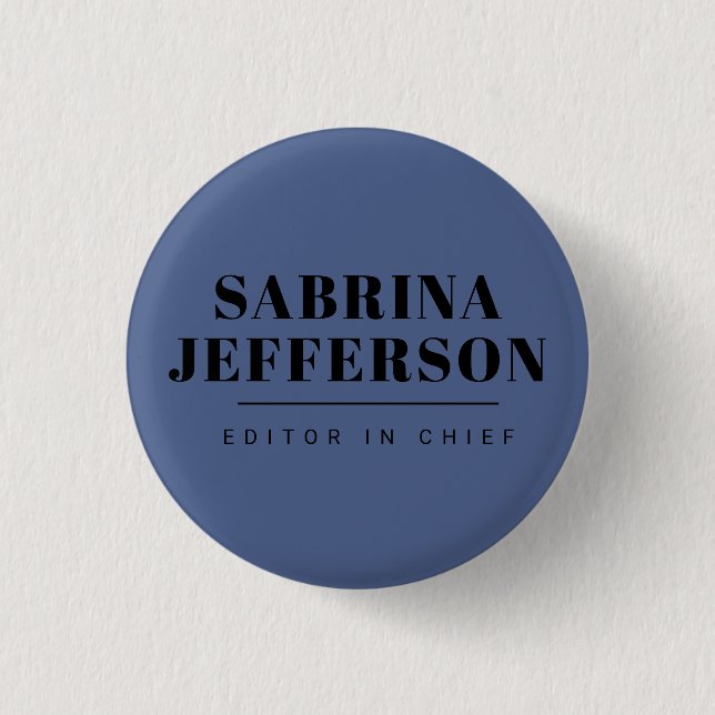 Unique Elegant Plain Simple Blue Black 3 Cm Round Badge (Front)