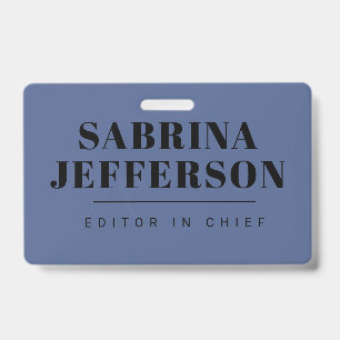 Unique Elegant Plain Simple Blue Black ID Badge
