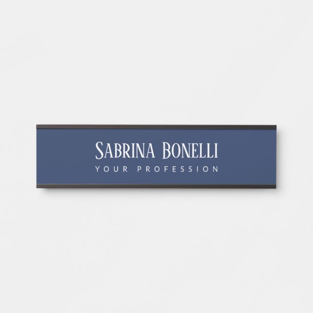 Unique Elegant Plain Simple Blue White Door Sign (Front)