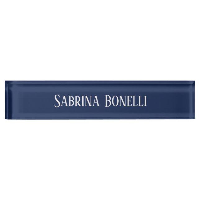 Unique Elegant Plain Simple Blue White Nameplate (Front)