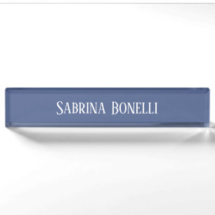 Unique Elegant Plain Simple Blue White Nameplate