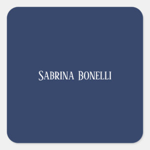 Unique Elegant Plain Simple Blue White Square Sticker