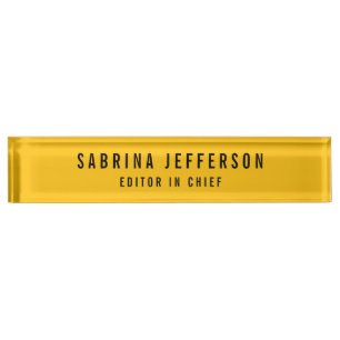 Unique Elegant Plain Simple Minimal Yellow Orange Nameplate
