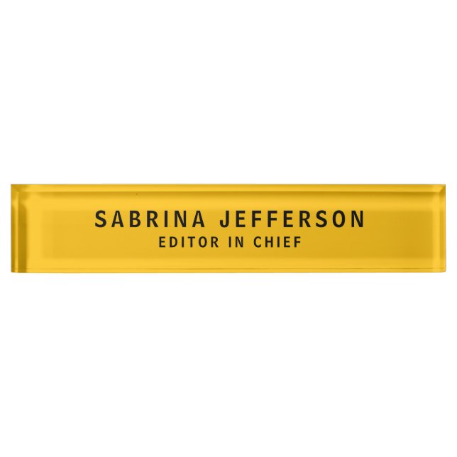 Unique Elegant Plain Simple Minimal Yellow Orange Nameplate (Front)