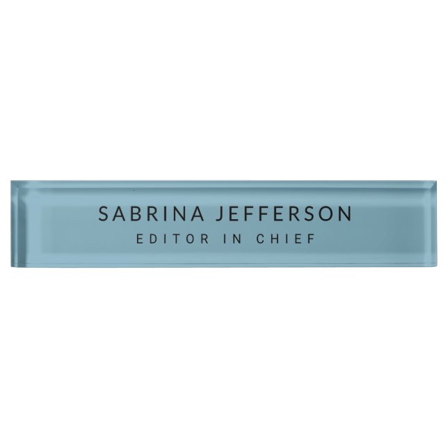 Unique Elegant Plain Simple Minimalist Blue Nameplate (Front)