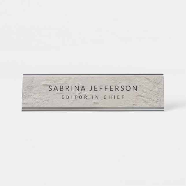 Unique Elegant Plain Simple Minimalist Desk Name Plate (Front)