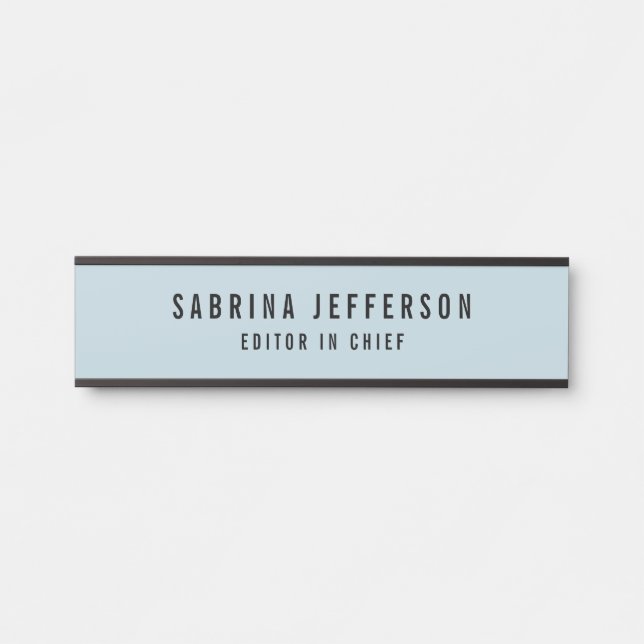 Unique Elegant Plain Simple Minimalist Light Blue Door Sign (Front)