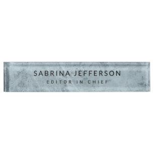 Unique Elegant Plain Simple Minimalist Light Blue Nameplate
