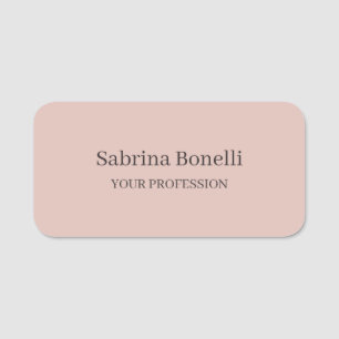Unique Elegant Plain Simple Rose Gold Color Name Tag