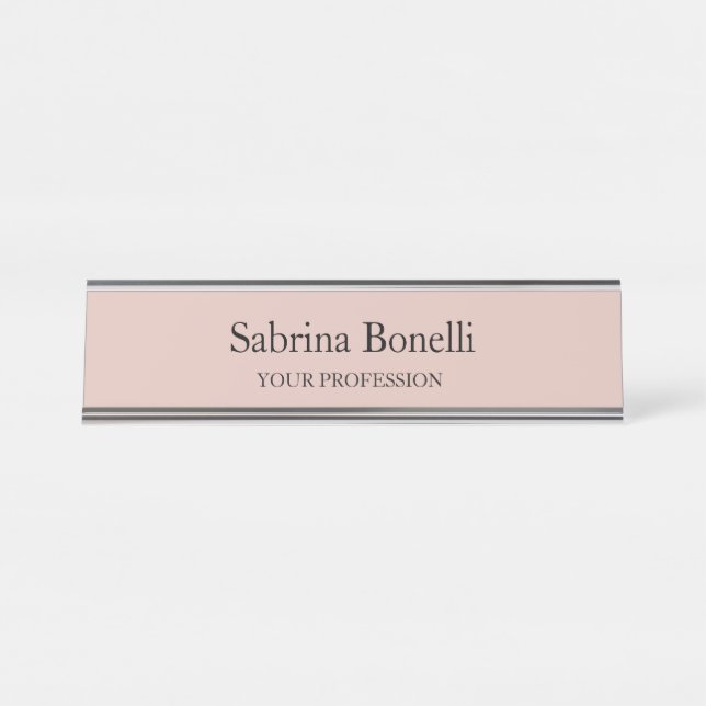 Unique Elegant Plain Simple Rose Gold Colour Desk Name Plate (Front)