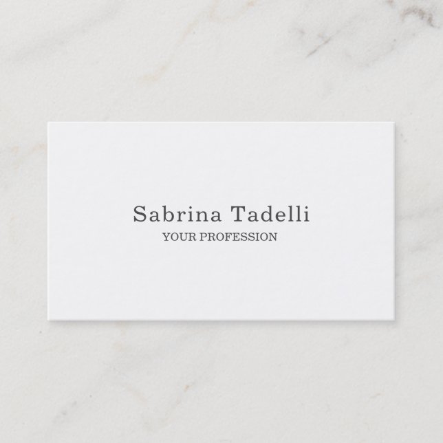 Unique Elegant Plain Simple White Minimalist Business Card (Front)