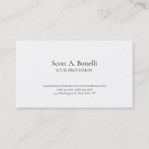 Unique Elegant Plain Simple White Special Business Card