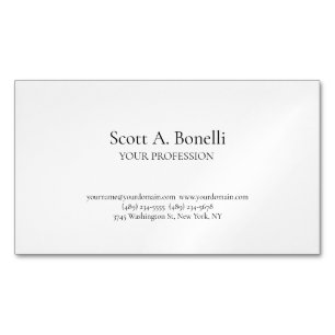 Unique Elegant Plain Simple White Special Magnetic Business Card