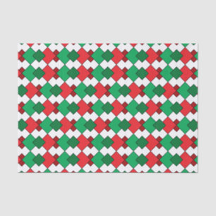 Unique Elegant Red Green White Argyle Christmas Tissue Paper