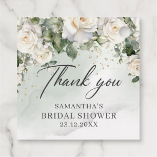 Unique Elegant White Roses Floral Garden greenery  Favour Tags