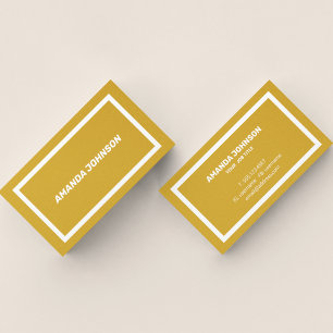 Unique Elegant Yellow Mustard Typography Script Business Card