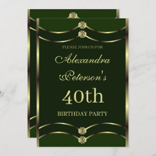 Unique Emerald Green And Gold Geometric Birthday Invitation
