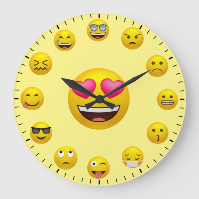 Unique Emoticon Emoji Themed Large Clock (Front)