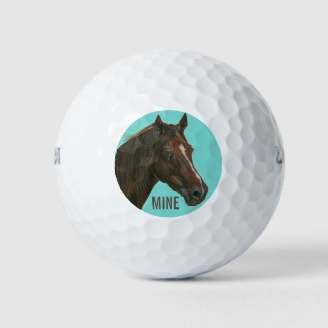 unique equine painting of chestnut mare horse  golf balls (Front)