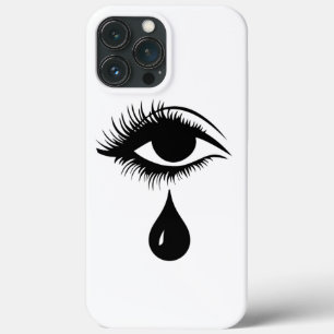 Unique Eye with Teardrop Eyelash Black/White iPhone 13 Pro Max Case