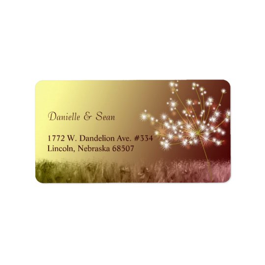 Unique Fall Dandelion Wedding Address Label