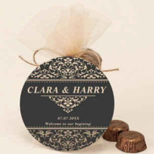 Unique fancy minimalist boho modern wedding  round paper coaster